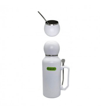 Termo Ecopower EP-G111 1300ML Con Guampa + Bombilla - Blanco