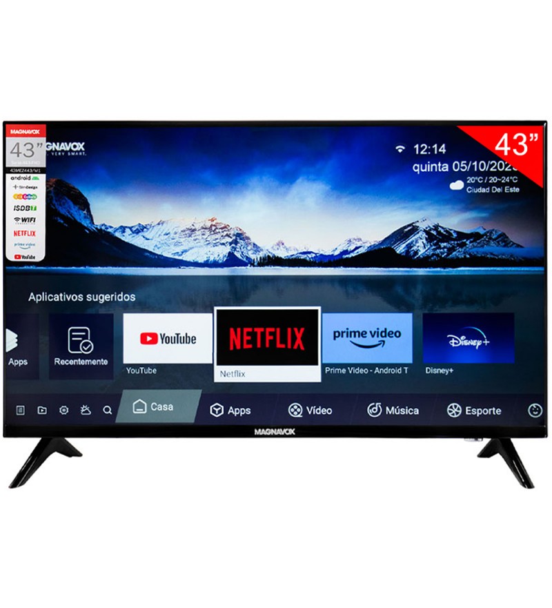 Smart TV LED de 43" Magnavox 43MEZ443/M1 Full HD con Wi-Fi/TV Digital/Android - Negro