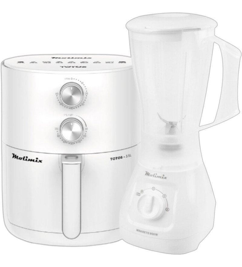 Kit Molamix Airfry Totos 3.5L + Licuadora Mbarete 220V - White