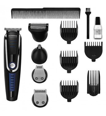 Cortador de Cabello Mondial Super Groom - 10 BG-03 con 6W/Recargable/Bivolt - Negro/Azul