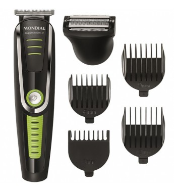 Cortador de Cabello Mondial Super Groom - 06 BG-04 con 6W/Recargable/Bivolt - Negro/Verde
