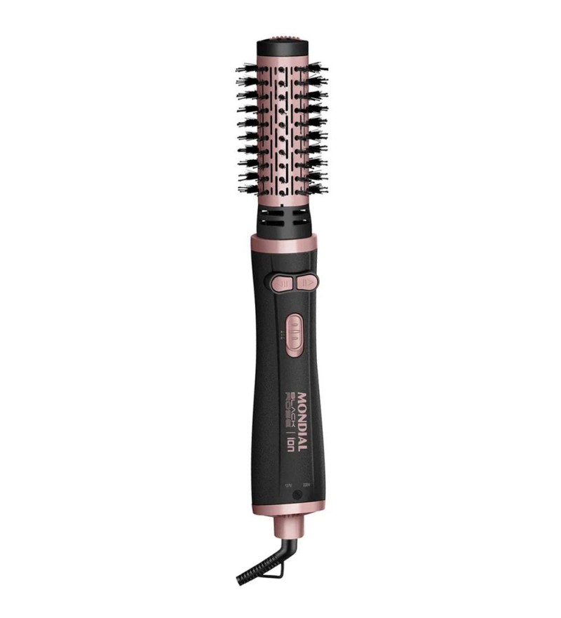 Cepillo Secador Rotativo Mondial Black Rose ERB-011200W/Bivolt - Negro/Rosa