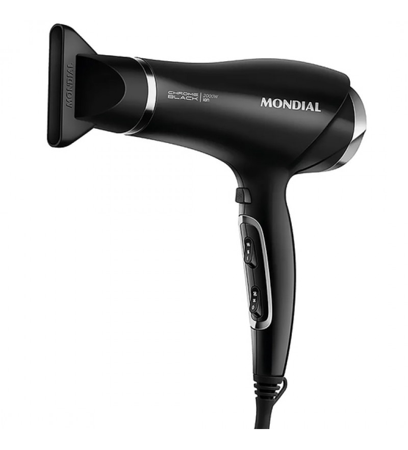 Secador de Cabello Mondial Chrome Black SCN-04 de 2000W/2VEL/2TEMP/110V - Negro