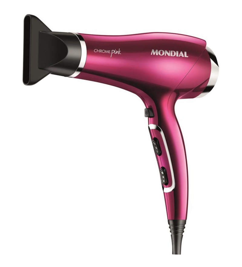 Secador de Cabello Mondial Chrome Pink Line SC-36 con 2000W/127V - Rosa Oscuro