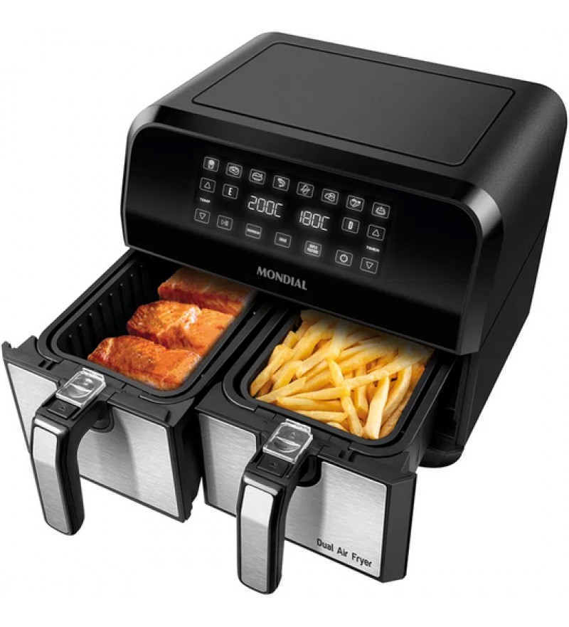 Freidora Eléctrica Mondial Air Fryer AFD-01-BI con 2200W/8L/220V - Negro/Inox