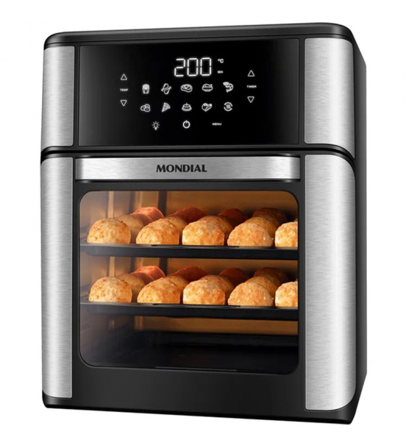 Freidora Eléctrica Mondial Air Fryer Forno AFO-12L-BI con 2200W/12L/220V - Negro