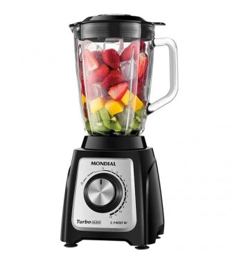 Licuadora Mondial Turbo Glass L-1400-GI 1400W/220V - Negro/Plateado