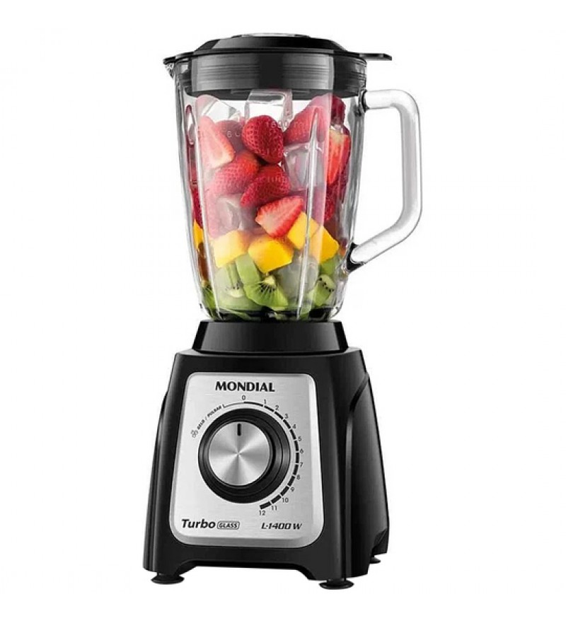 Licuadora Mondial Turbo Glass L-1400-GI 1400W/220V - Negro/Plateado