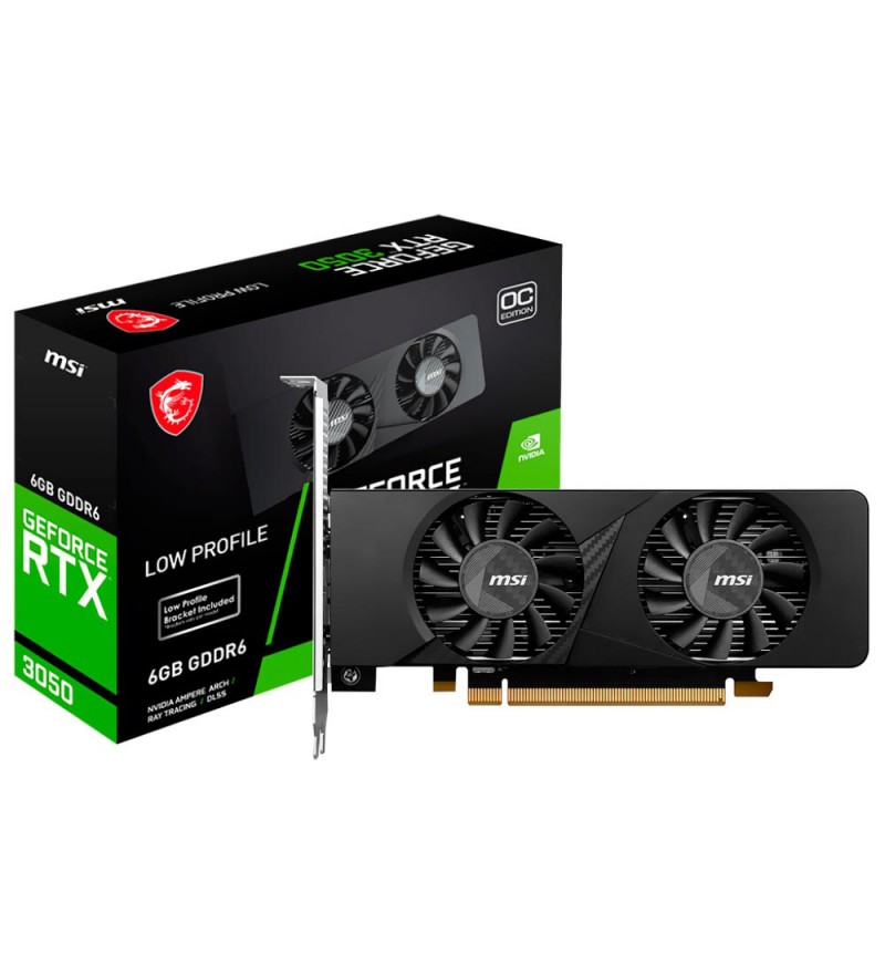 Placa de Vídeo MSI GeForce RTX3050 6G OC con 6GB GDDR6/1492 MHz/DisplayPort/HDMI