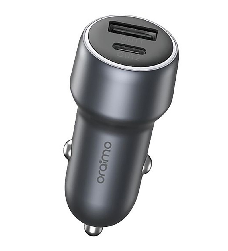 Cargador Vehicular Oraimo Bullet 38 OCC-72D 38W con 2 Salidas USB-A/USB-C - Dark Chrome