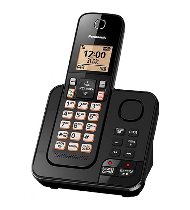 Teléfono Inalámbrico Panasonic KX-TGC360LAB con Contestador de Llamadas/Bivolt - Negro