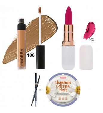 Kit Maquillaje Phoera con Labial Absolute Matte/Corrector Líquido Full/Lápiz De Cejas Ultra-slim/Mascara Purederm - (4 Piezas)