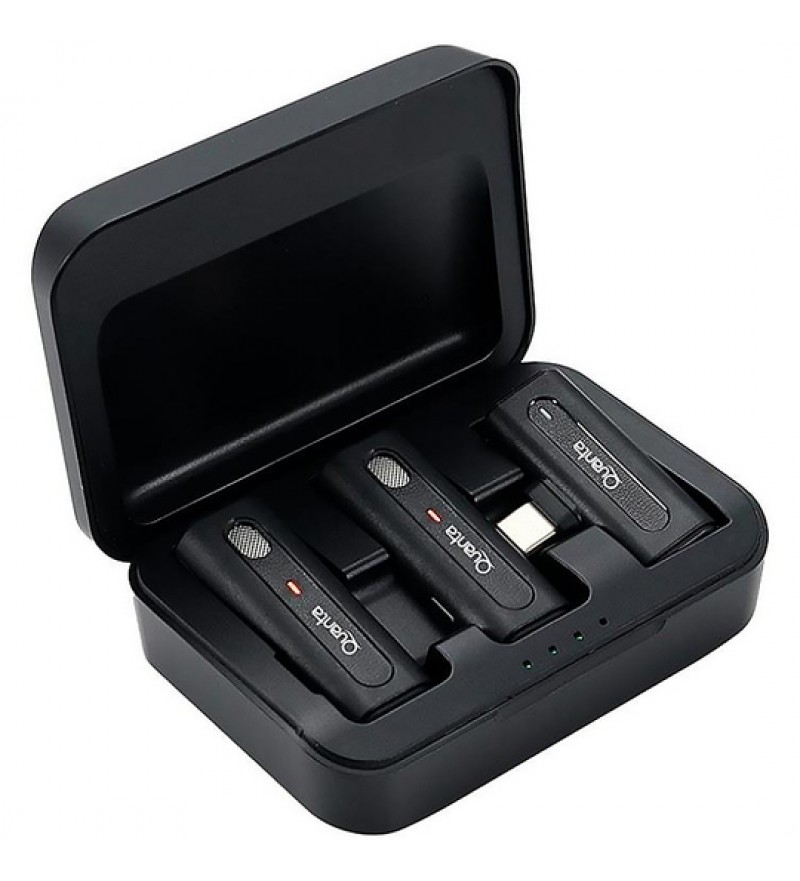 Micrófono Dinámico Inalámbrico Dual Quanta QTMDM20 USB-A/Lightning - Negro