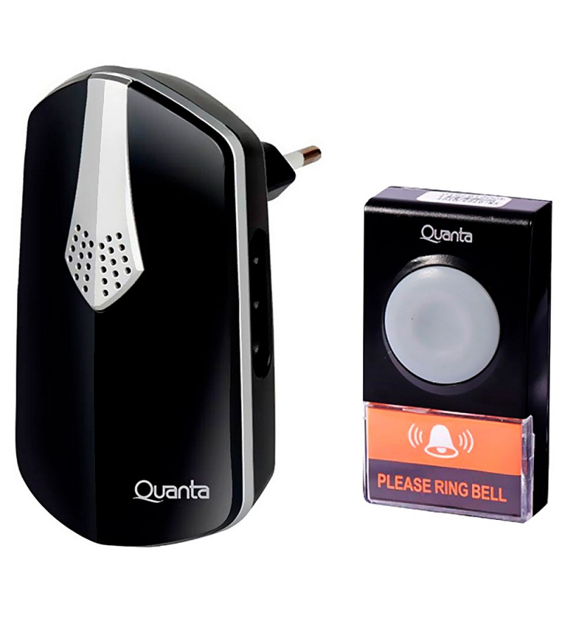 Timbre Inalámbrico Quanta QTCWE05I 150mt/Elec/Bivolt - Negro