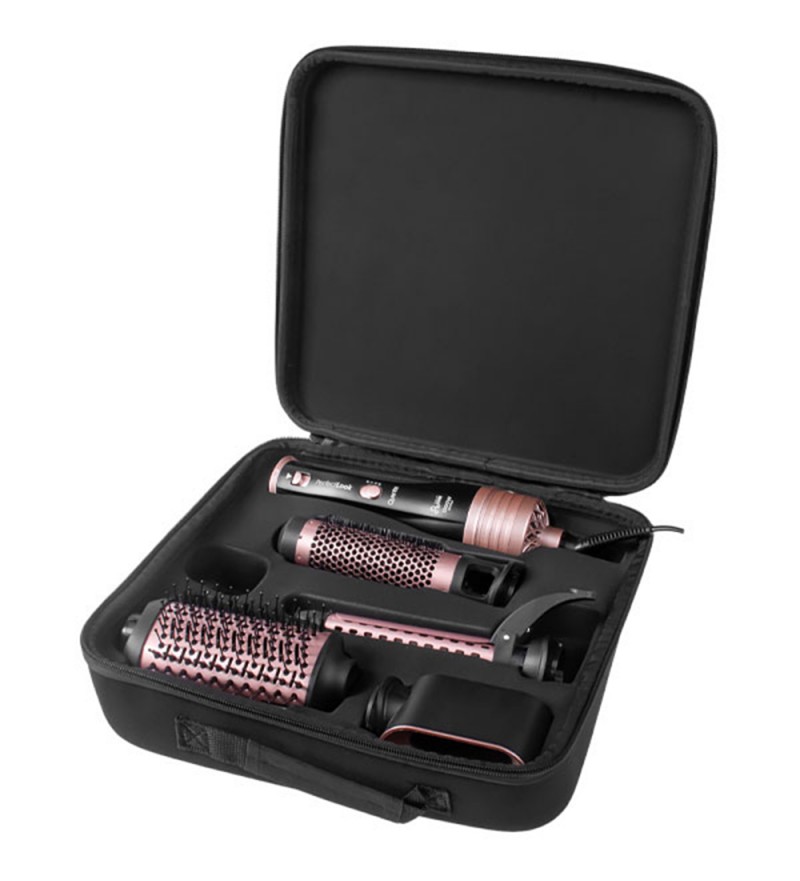 Cepillo Secadora Quanta Perfect Look QTKCS7001 1300W Kit 4 en 1 Bivolt - Gris/Rosa