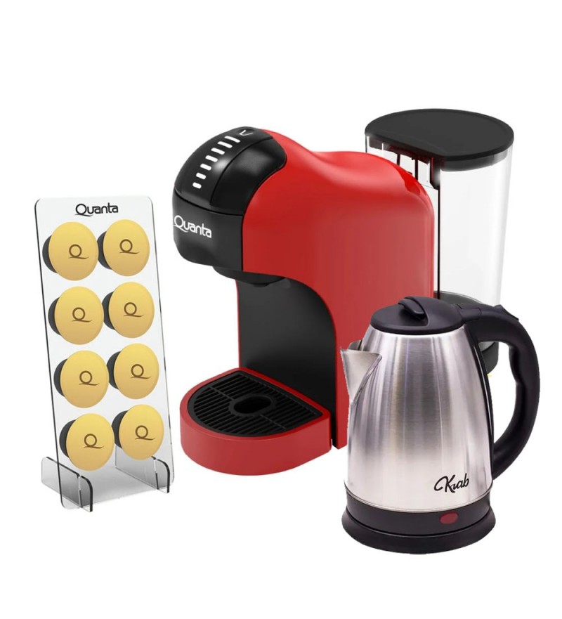 Cafetera Quanta QTCMC50 220V - Rojo + Porta Capsula + Jarra KB2L