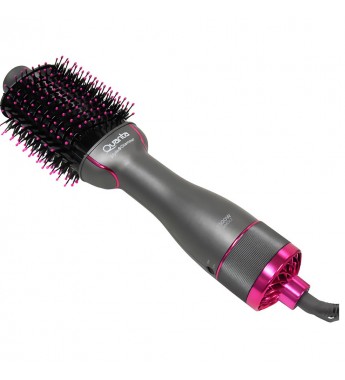 Cepillo Secador 2x1 Quanta QTES6000N 2T/1300W/SOPORT 2V- Gris/Rosa (Caja Fea)