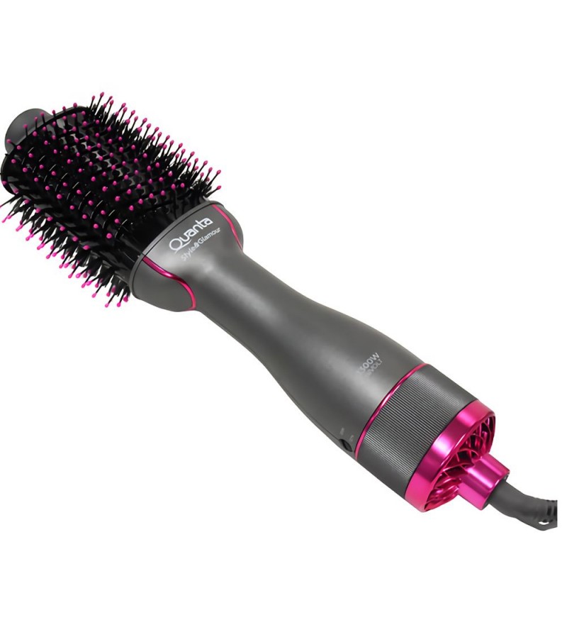 Cepillo Secador 2x1 Quanta QTES6000N 2T/1300W/SOPORT 2V- Gris/Rosa (Caja Fea)