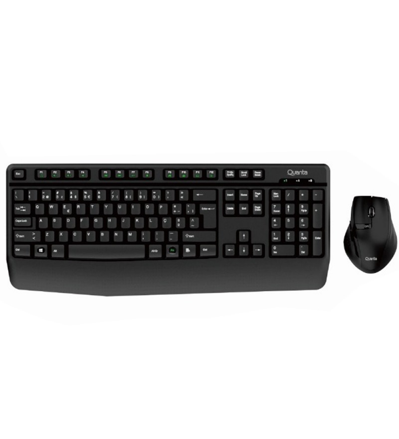 Kit Teclado + Mouse Wireless Quanta QTKTM12 2.4Hz (Portugués) - Negro