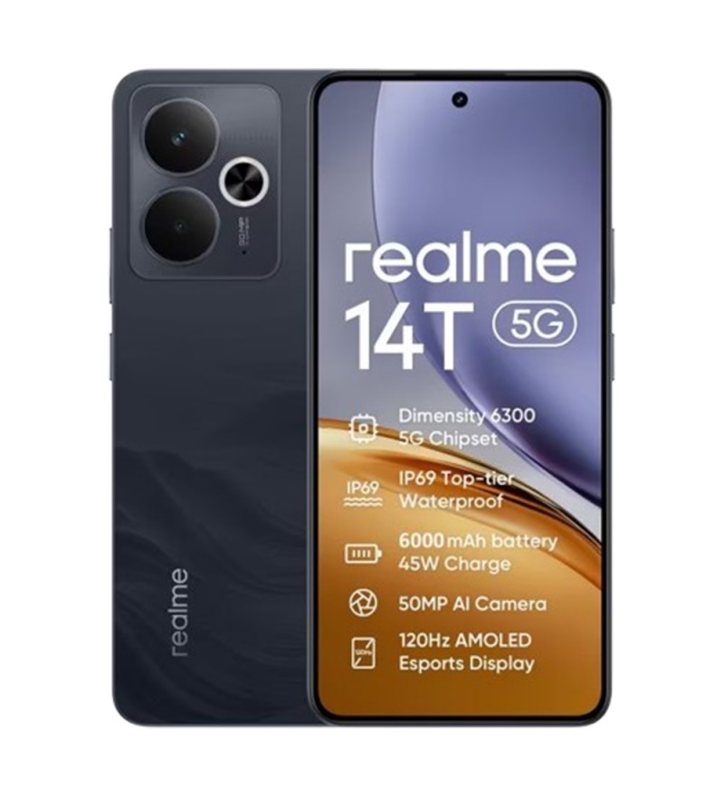 Smartphone Realme 14T RMX5078 DS NFC 8/256GB 6.67" 50+2/16MP 45W - Black (Anatel)