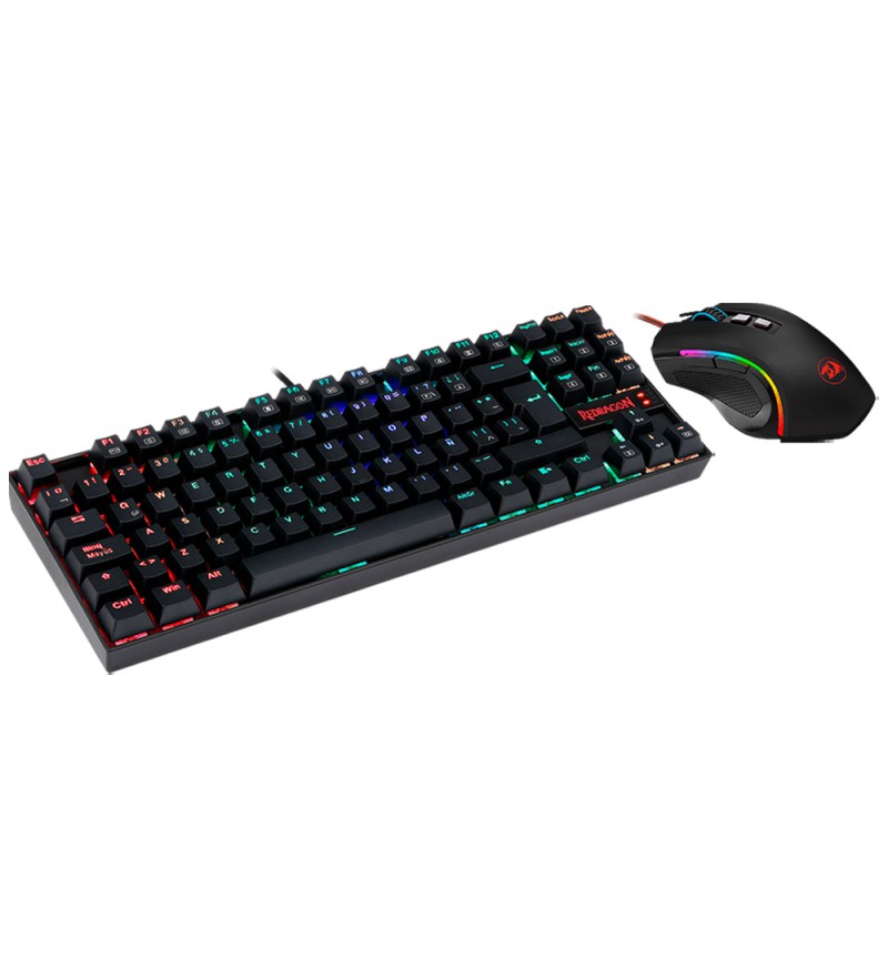 Kit Gaming Redragon K552RGB-BA con Teclado KUMARA K552 + Mouse GRIFFIN M607 con Retroiluminación RGB/USB/7200 DPI/Inglés - Negro