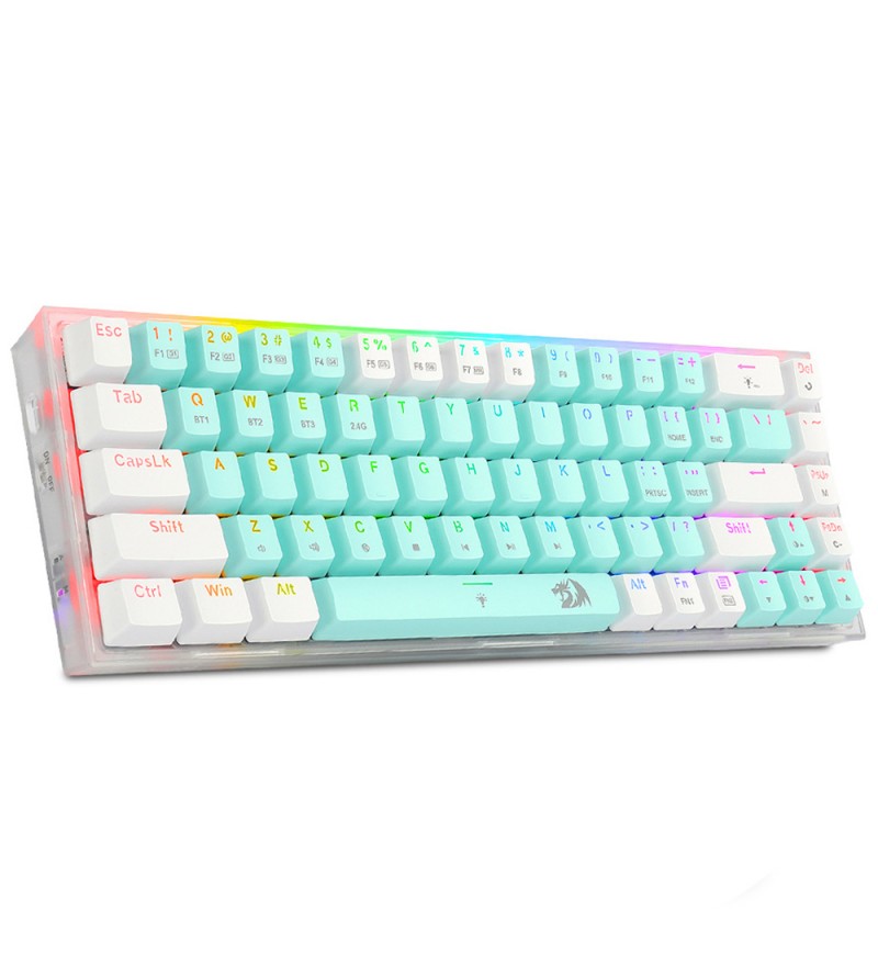 Teclado Redragon Wireless Castor Pro K631RGB-PRO-GW (Inglés) - Verde/Blanco