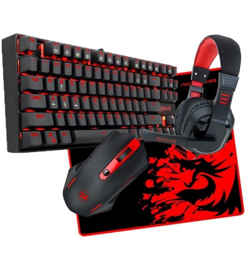 Teclado Redragon + Mouse K552-BB-2 Gaming Essentials (Inglés) 4 en 1 - Black