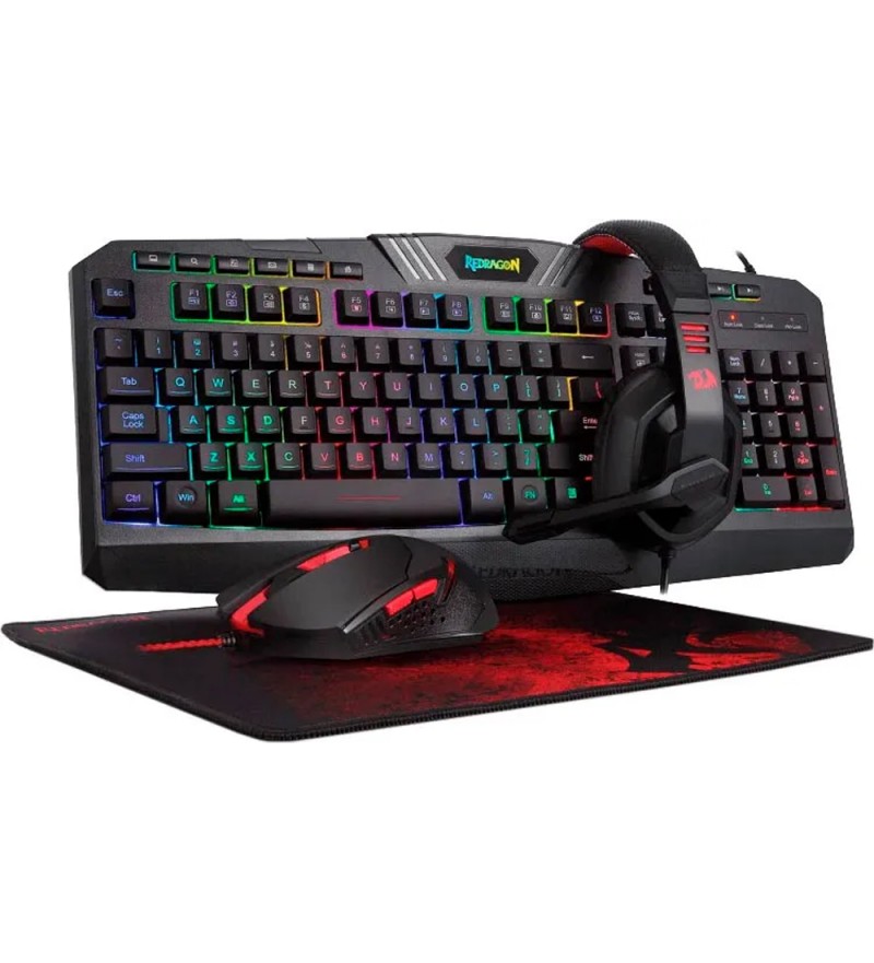 Teclado Redragon + Kit S101-BA-2 4 en 1 Mouse + Auricular + Mousepad