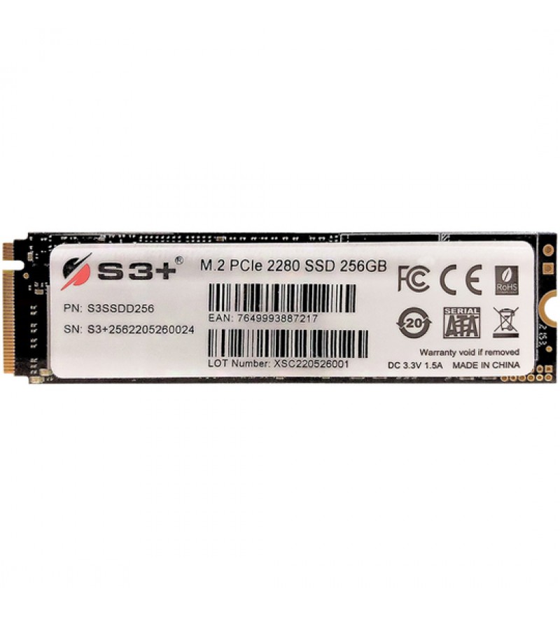 SSD M.2 S3+ NVMe PCIe S3SSDD256 de 256GB hasta 2000MB/s de Lectura