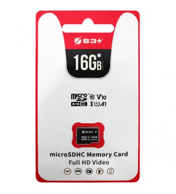 Tarjeta microSD de 16GB S3+ S3SDC10U1WA/16GB SDHC Class10 - Negro