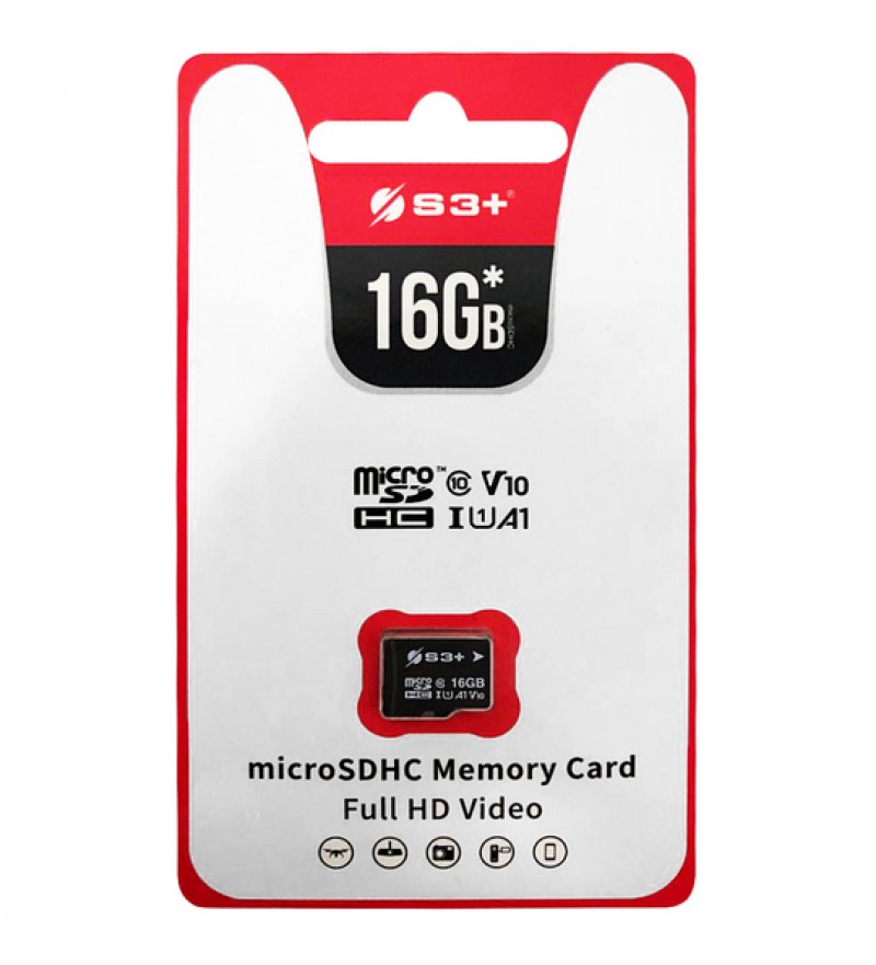 Tarjeta microSD de 16GB S3+ S3SDC10U1WA/16GB SDHC Class10 - Negro
