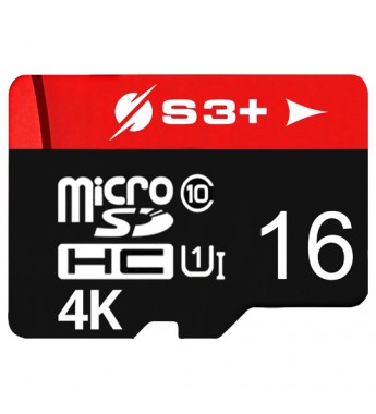 Tarjeta microSD de 16GB S3+ S3SDC10U1/16GB-R UHS-I Class10 - Negro/Rojo