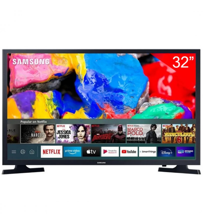 Smart TV LED de 32" Samsung UN32T4202 HD con Wi-Fi/HDMI/USB/Tizen/Bivolt (2022) - Negro
