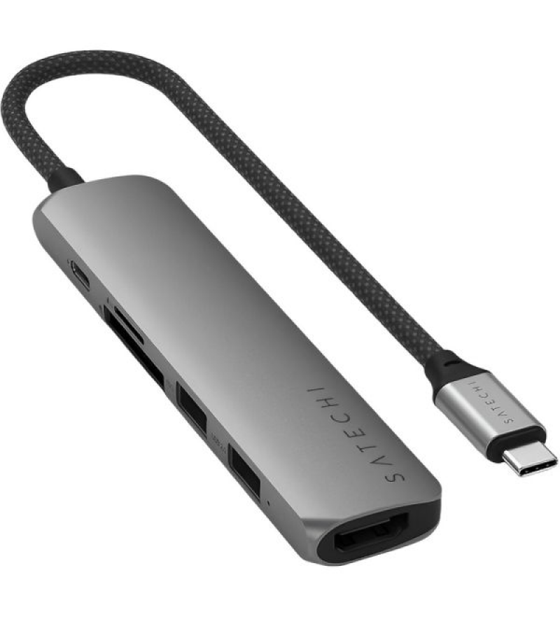 Hub Satechi ST-P6SM Slim Multiport 6 en 1 USB-C - Space Gray