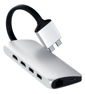 Adaptador Dual USB-C Satechi Multimedia Adapter ST-TCDMMAS - Silver
