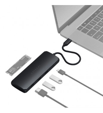 Hub USB-C Satechi Hybrid W/SSD Enclosure ST-UCHSEK con USB-A/USB-C/HDMI/SSD - Black