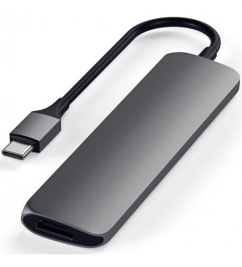 Hub USB-C Satechi Slim V2 ST-SCMA2M con USB-C/HDMI/USB/Lector microSD/SD - Space Gray