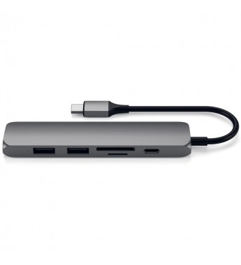 Hub USB-C Satechi Slim V2 ST-SCMA2M con USB-C/HDMI/USB/Lector microSD/SD - Space Gray
