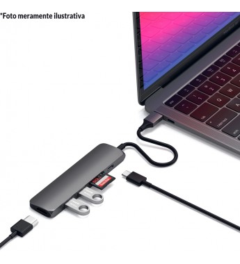 Hub USB-C Satechi Slim V2 ST-SCMA2M con USB-C/HDMI/USB/Lector microSD/SD - Space Gray