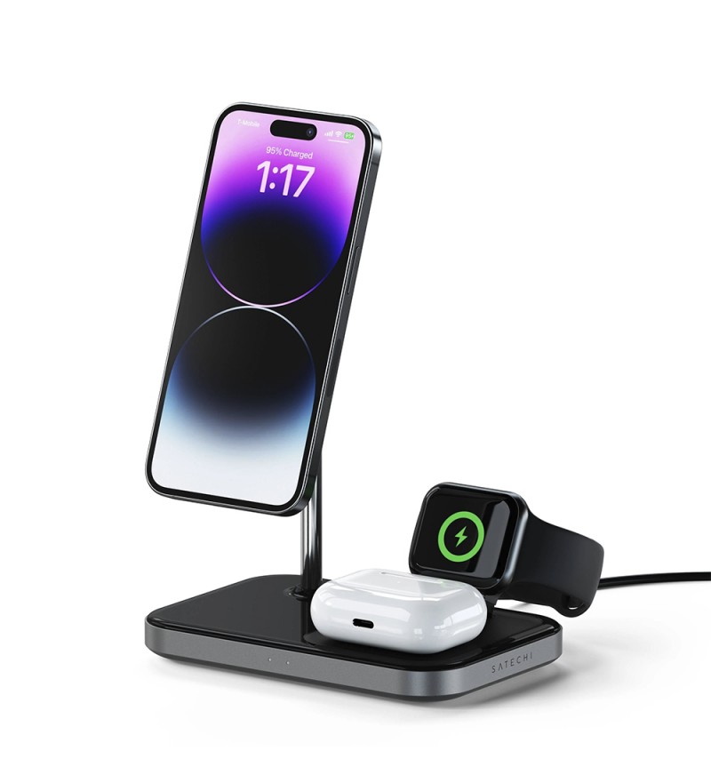 Cargador Satechi ST-WMCS3M Wireless Magnetic 3 en 1 - Black