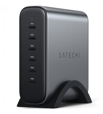  Cargador Satechi ST-C200GM-EU USB-C/200W PDGan con 6 puertos - Space Gray