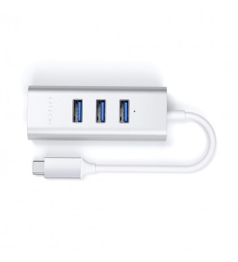 Hub Satechi 2 En 1 ST-TC2N1USB31AS con USB-C/USB-A/Ethernet - Silver