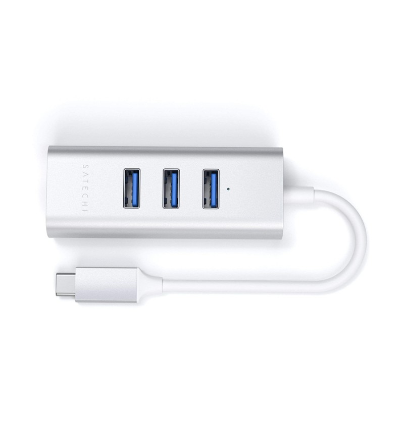 Hub Satechi 2 En 1 ST-TC2N1USB31AS con USB-C/USB-A/Ethernet - Silver