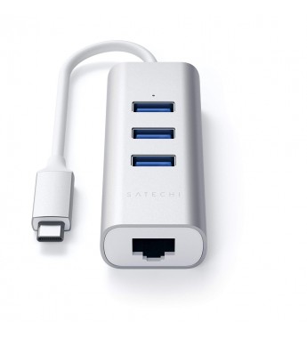 Hub Satechi 2 En 1 ST-TC2N1USB31AS con USB-C/USB-A/Ethernet - Silver