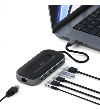 Hub USB-C Satechi Multiport ST-U4MGEM con USB-A/USB-C/Ethernet/HDMI- Black