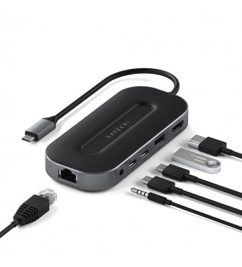 Hub USB-C Satechi Multiport ST-U4MGEM con USB-A/USB-C/Ethernet/HDMI- Black