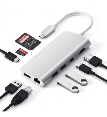 Hub USB-C Satechi Multimedia Adapter ST-TCMM8PAS USB-C/HDMI/Ethernet - Silver