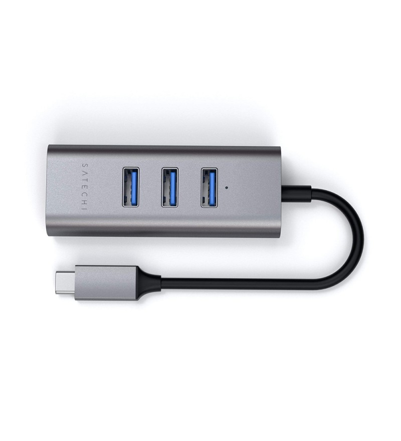 Hub Satechi 2 En 1 ST-TC2N1USB31AS con USB-C/USB-A/Ethernet - Gray
