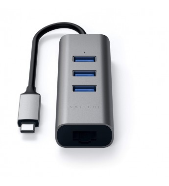 Hub Satechi 2 En 1 ST-TC2N1USB31AS con USB-C/USB-A/Ethernet - Gray