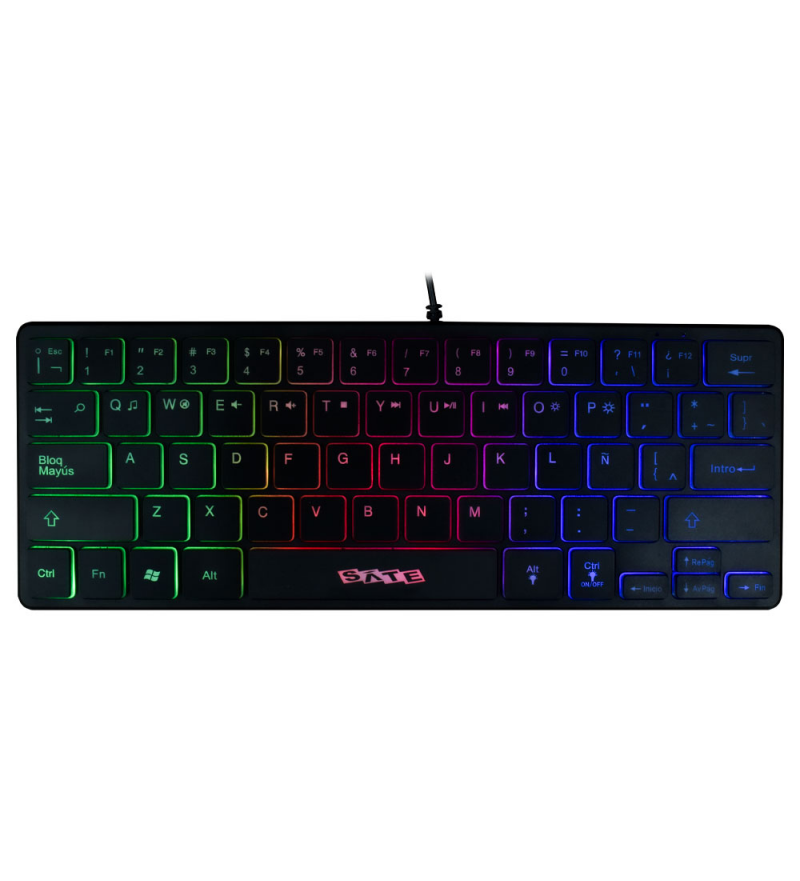 Teclado Satellite Mini AK-872 Multimedia Español RGB/USB - Black 